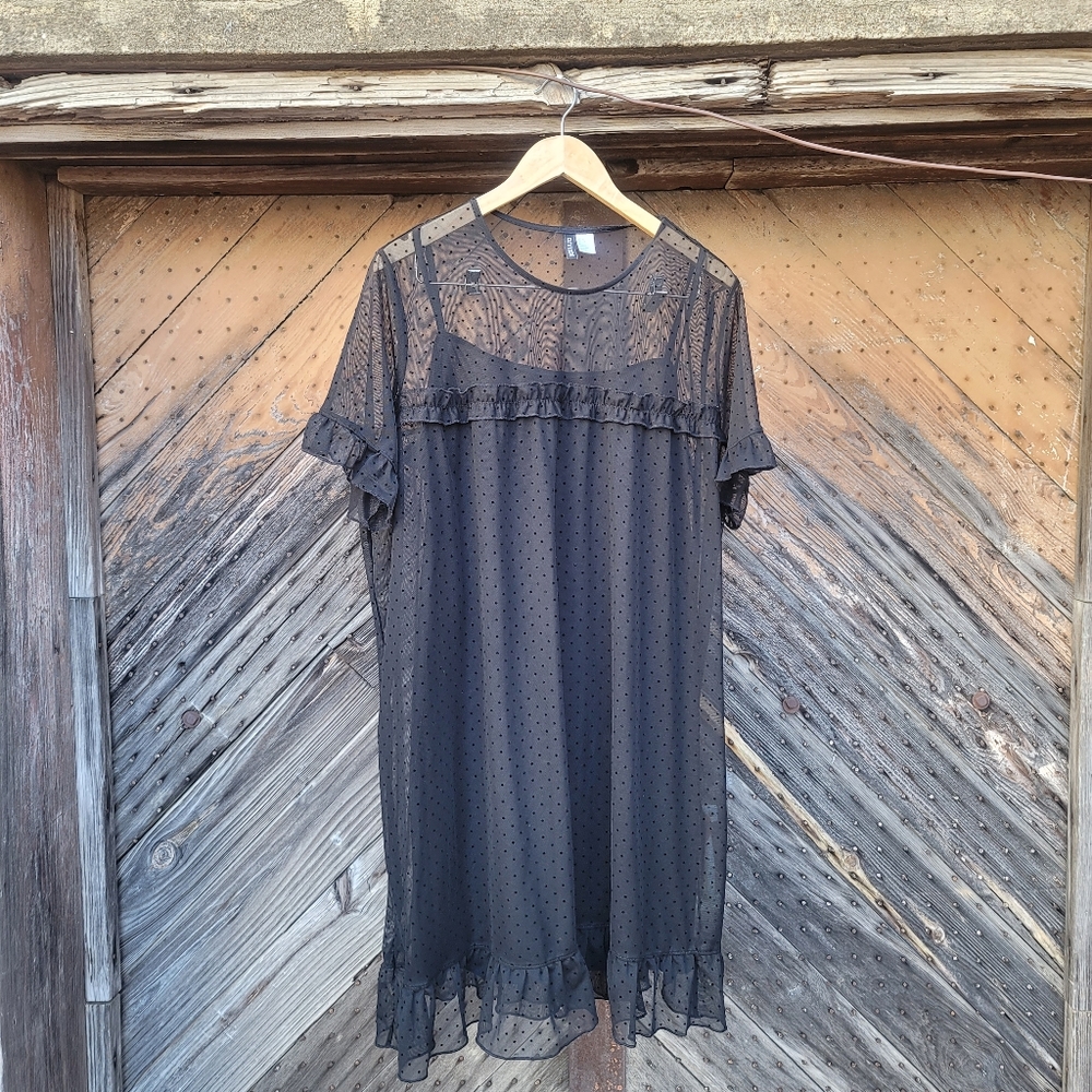 H&M Divided Dress - Sheer Black with Polkadot